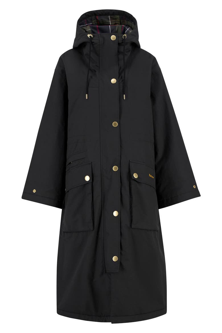 Dena Water Repellent Hooded Coat, Alternate, color, BLACK/ CLASSIC TARTAN