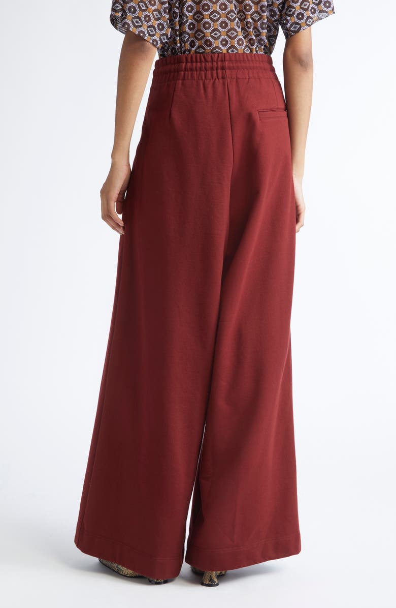 Dries Van Noten Hadium Pleated Cotton Wide Leg Sweatpants, Alternate, color, Ruby