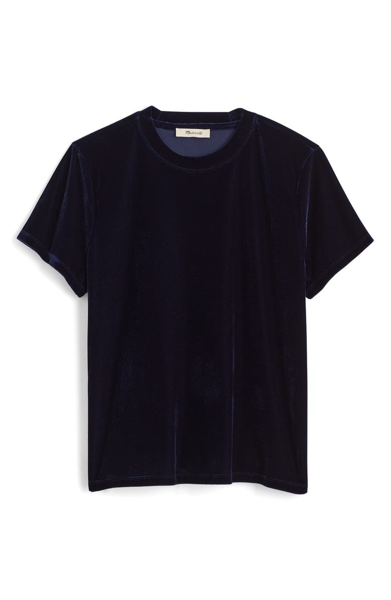 Madewell Velvet T-Shirt, Alternate, color, Midnight Navy