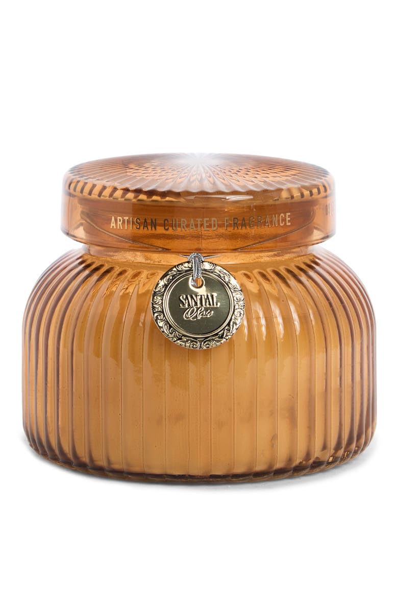 Santal Rose Caramel Ribbed Glass Candle, Main, color, SANTAL ROSE