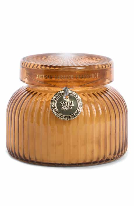 Santal Rose Caramel Ribbed Glass Candle