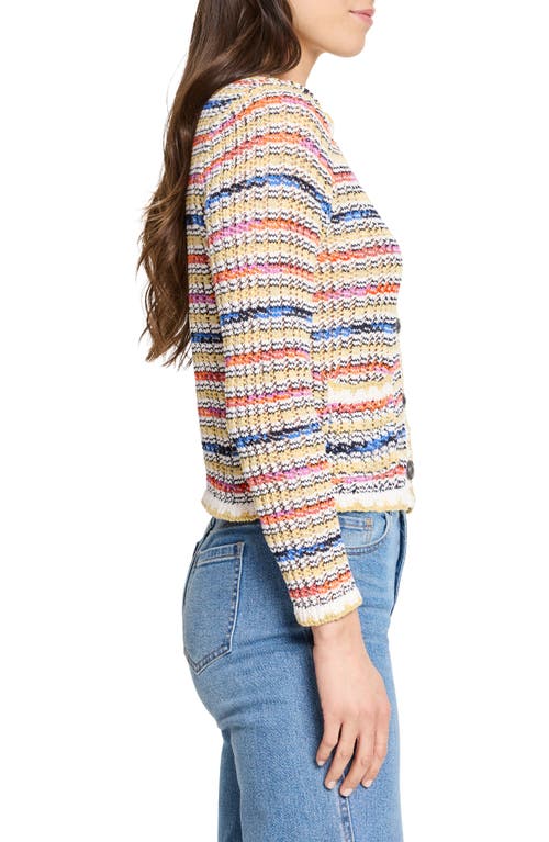 Nic + Zoe Nic+zoe Coastal Crochet Knit Jacket In Neutral Multi