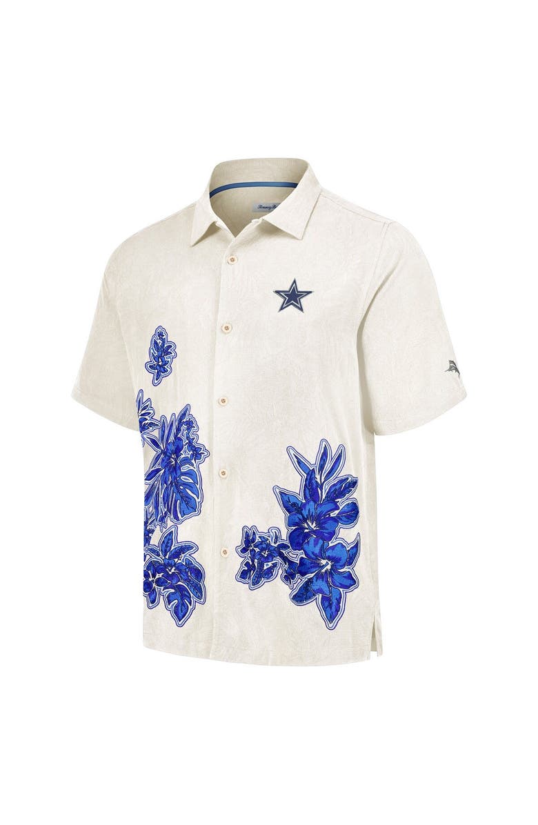 Tommy Bahama Men's Tommy Bahama Cream Dallas Cowboys Hibiscus Camp Button-Up Shirt, Alternate, color, 