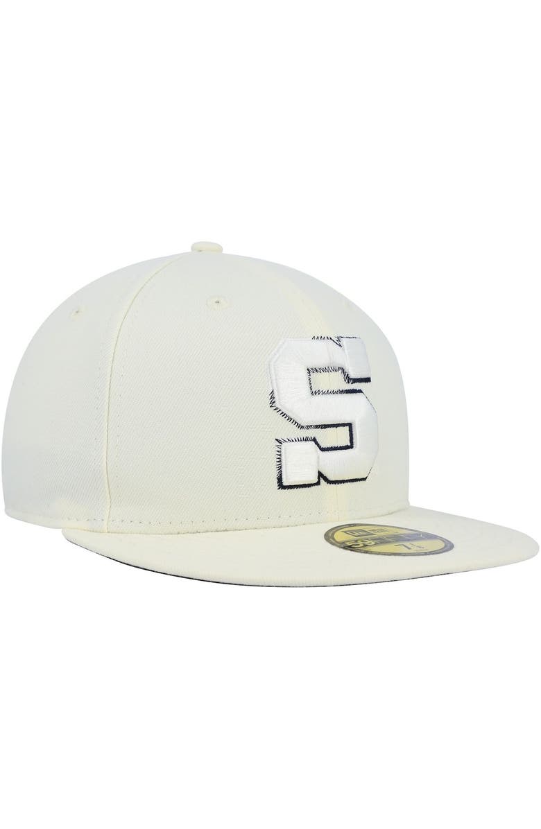 New Era Men's New Era White Penn State Nittany Lions Chrome Color Dim 59FIFTY Fitted Hat, Alternate, color, 