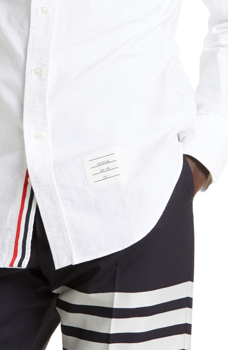Thom Browne Cotton Button-Down Shirt, Alternate, color, White