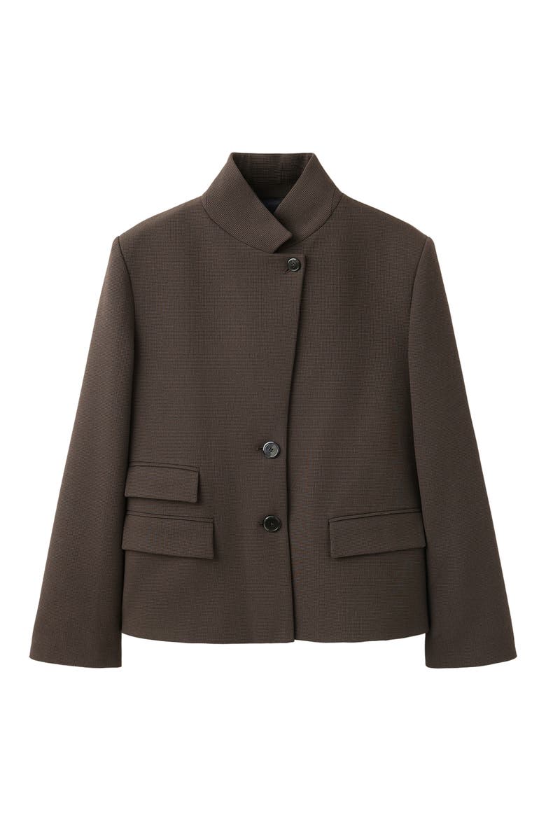 Micro Houndstooth Check Blazer, Main, color, BROWN