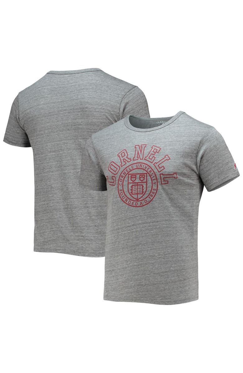 LEAGUE COLLEGIATE WEAR Men's League Collegiate Wear Heathered Gray Cornell Big Red Tide Seal Nuevo Victory Falls Tri-Blend T-Shirt, Main, color,