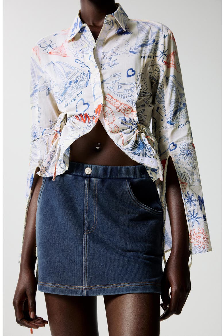 Nonstretch Denim Miniskirt, Alternate, color, BLUE