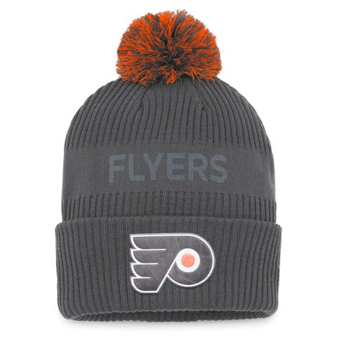 Men's Fanatics Branded Charcoal Philadelphia Flyers Authentic Pro Home Ice Cuffed Knit Hat with Pom
