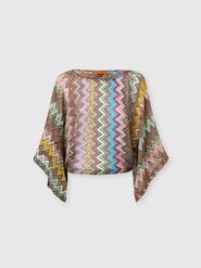 Missoni Long-sleeved Top In Lamé Viscose With Macro Zigzag Pattern
