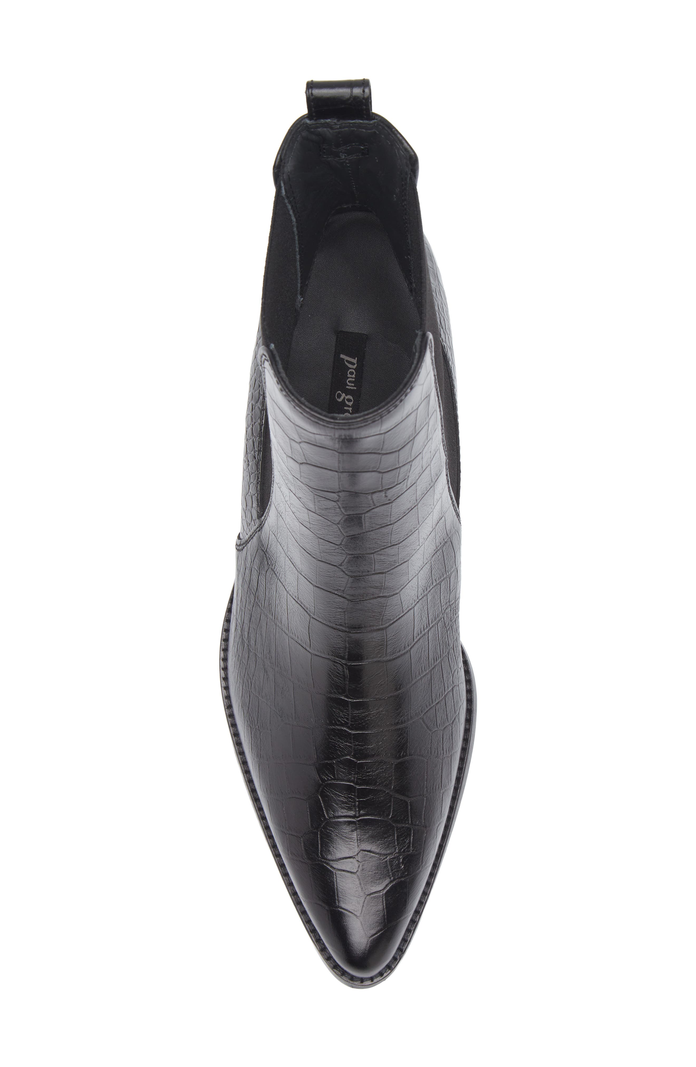 Paul Green Cojo Pointed Toe Chelsea Boot, Alternate, color, Black Croco