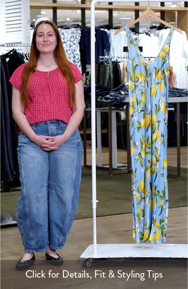 Akiya Lemon Print Satin Tank Dress, sales video thumbnail