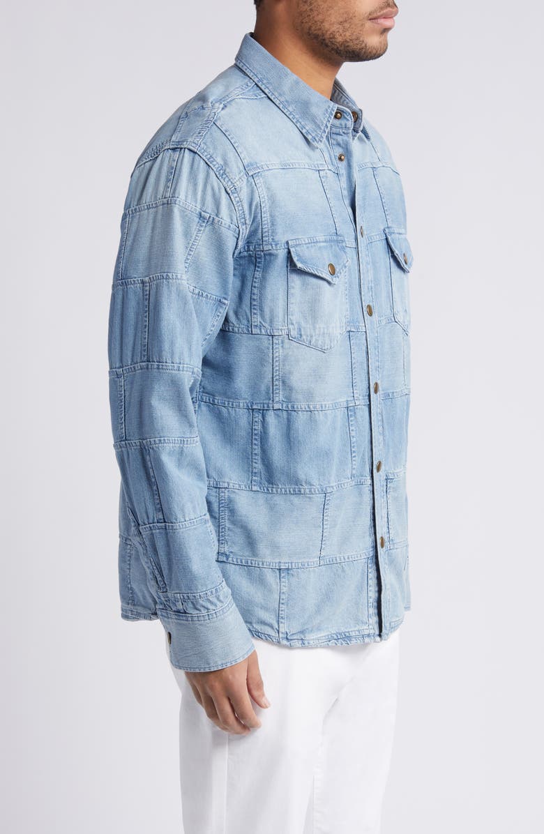Billy Reid Patchwork Shoals Denim Overshirt, Alternate, color, 