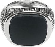 Jan Leslie Gemstone Sterling Silver Cross Etched Ring