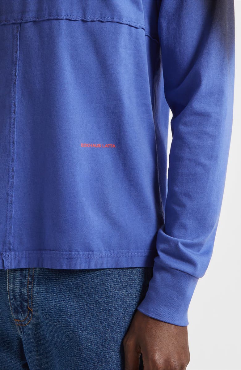 Eckhaus Latta Lapped Long Sleeve Cotton T-Shirt, Alternate, color, Shadow