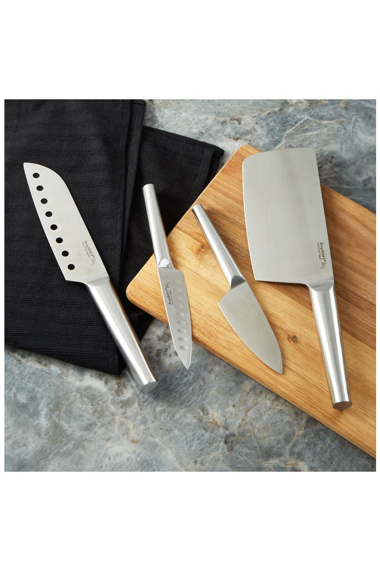 Santoku 5-Piece Knife & Sharpener Set, Alternate, color, SILVER