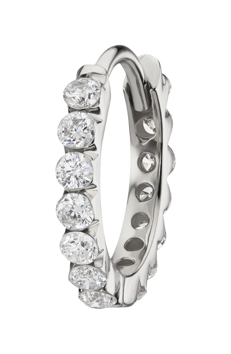 MARIA TASH Invisible Set Diamond Single Clicker Hoop Earring, Main, color, 18K White Gold/ Diamond