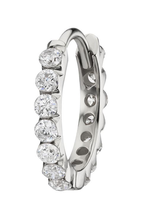 Invisible Set Diamond Single Clicker Hoop Earring