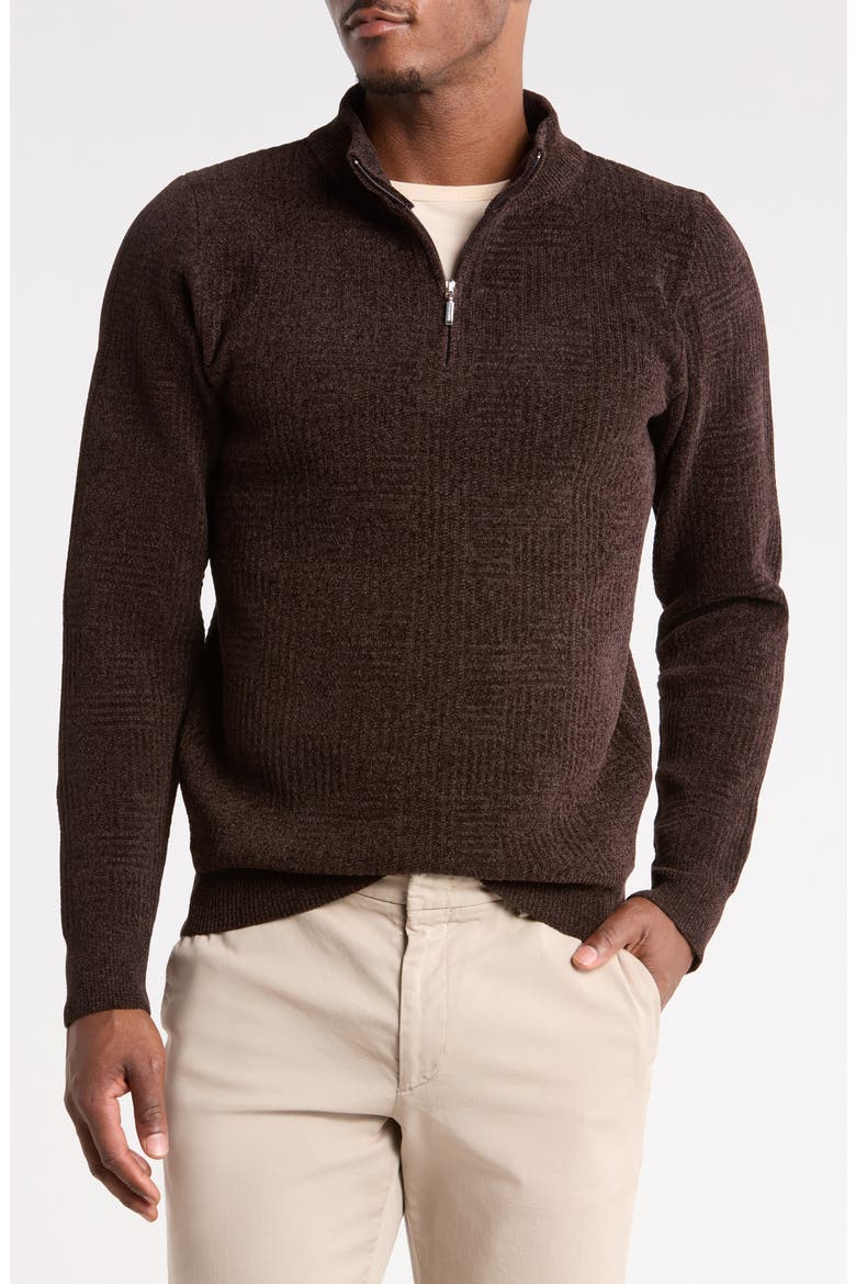 Mock Neck Quarter Zip Sweater, Alternate, color, FRENCH ROAST