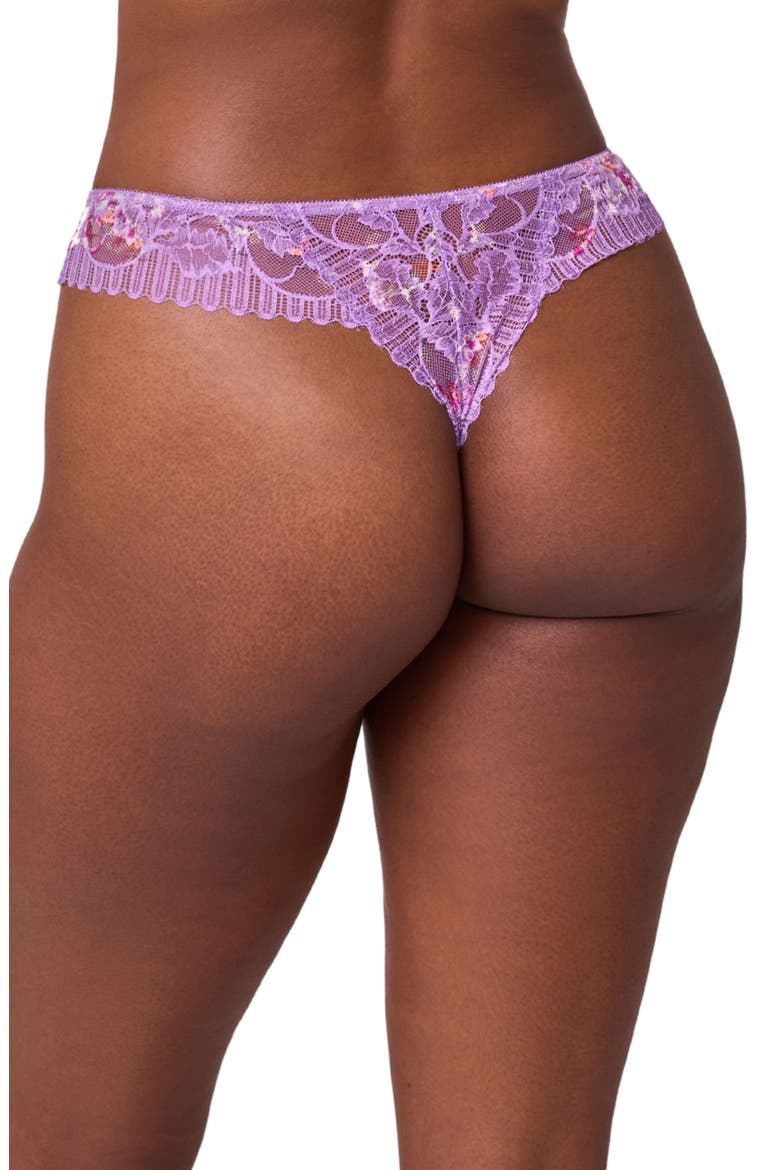 Lace & Microfiber Thong, Alternate, color, TULIP/ TULIP FIELD