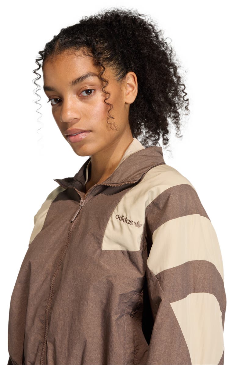 adidas Blocked Front Zip Track Jacket, Alternate, color, Dark Brown