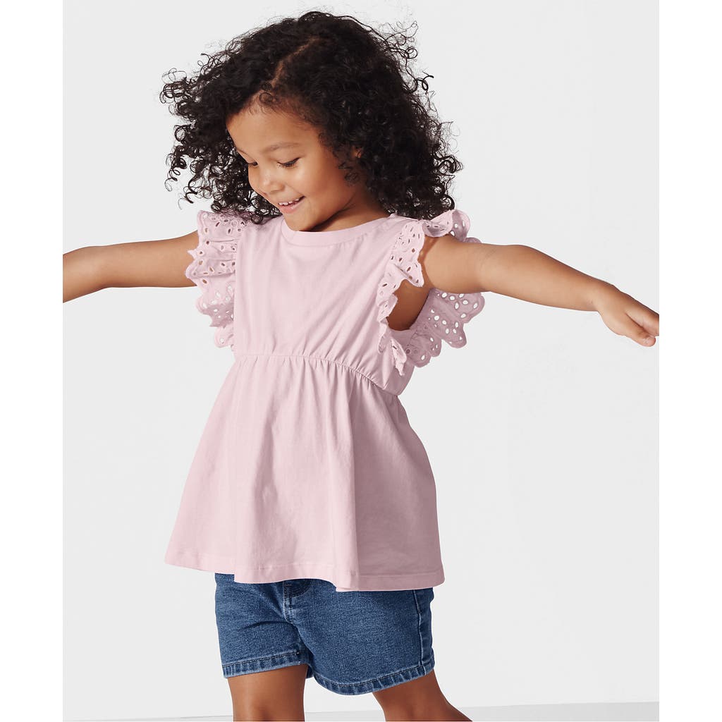 LANDS' END LANDS' END GIRLS FLUTTER SLEEVE TIERED PEASANT TOP