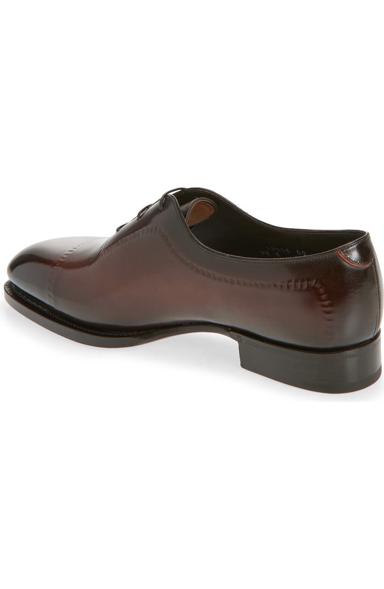Santoni Zephyr Faux Cap Toe Wholecut Shoe, Alternate, color, Dark Brown-T60