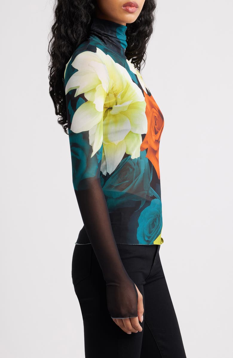 AFRM Zadie Floral Mesh Top, Alternate, color, Citron Blossom