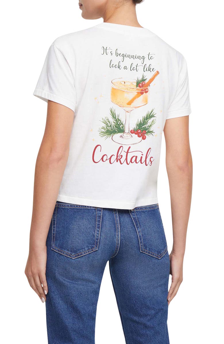 Wildfox Jamie Cocktail Season Graphic T-Shirt, Alternate, color, Snow White