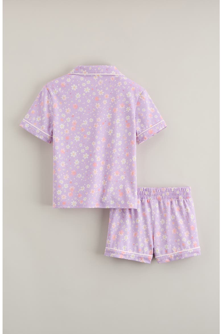 Kids' Print Two-Piece Short Pajamas, Alternate, color, PURPLE MULTI FLORAL