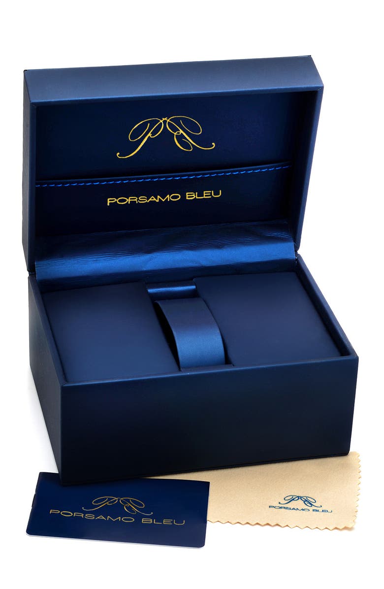 PORSAMO BLEU Simon Mesh Strap Chronograph Watch, 22mm, Alternate, color, Silver Tone/Black And Blue