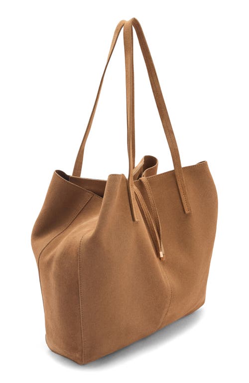 Mango Suede Shopper Bag In Leather