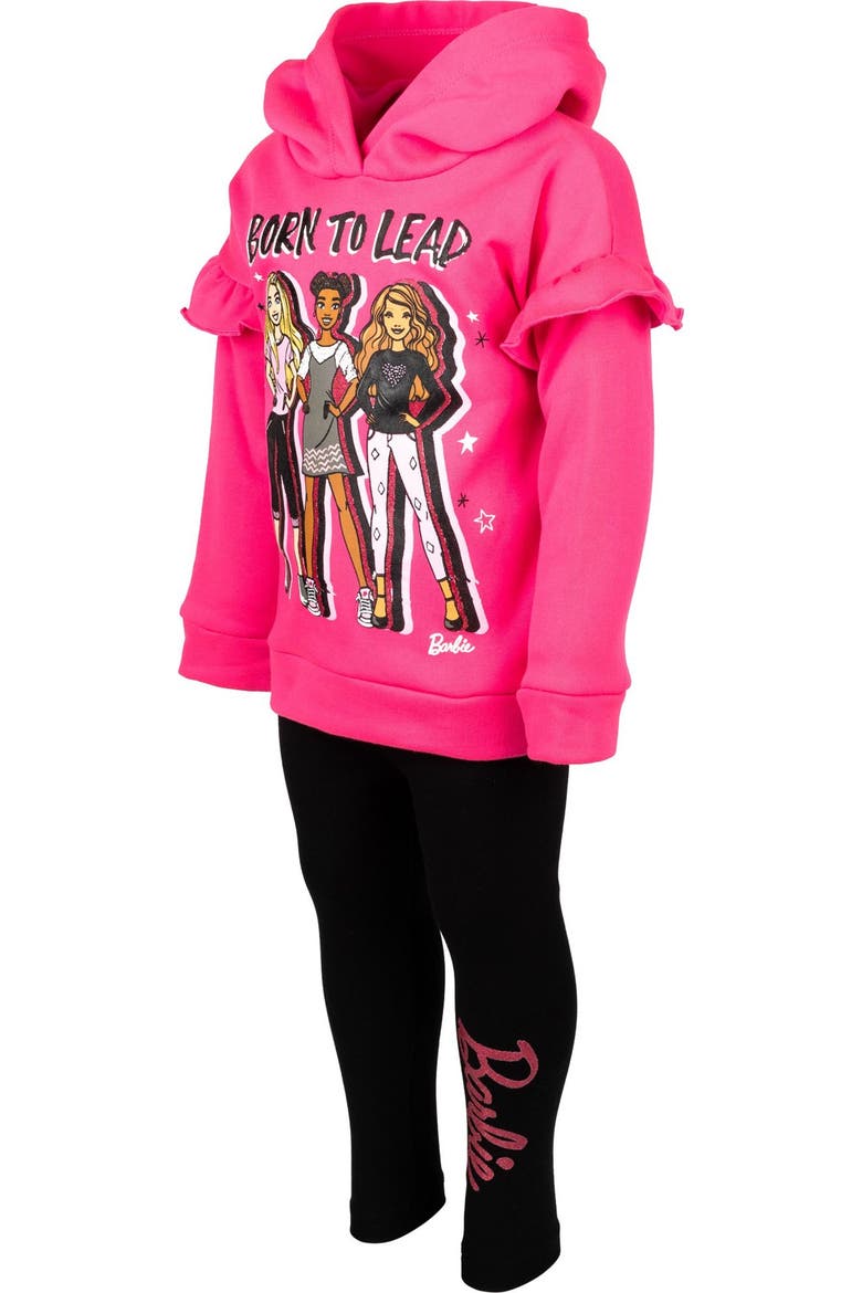 2-Piece Fleece Hoodie and Leggings Set, Alternate, color, Fuchsia Black