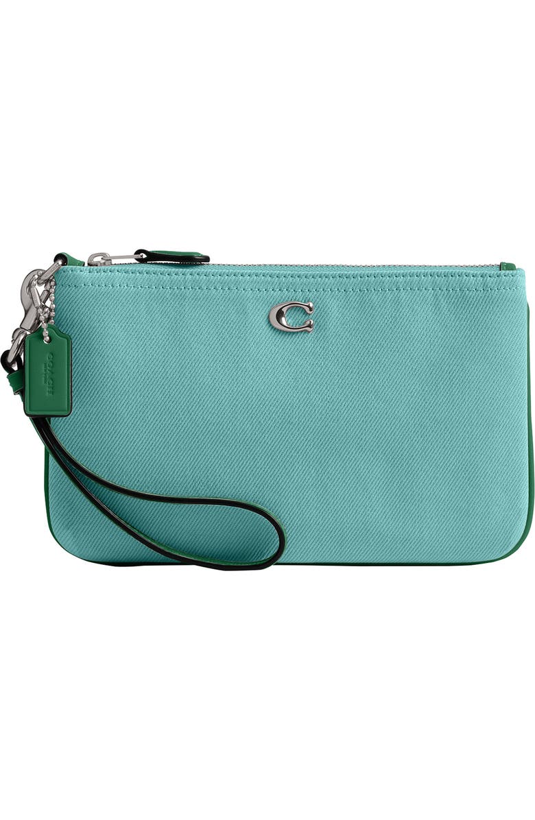 COACH Small Essential Denim Wristlet, Main, color,