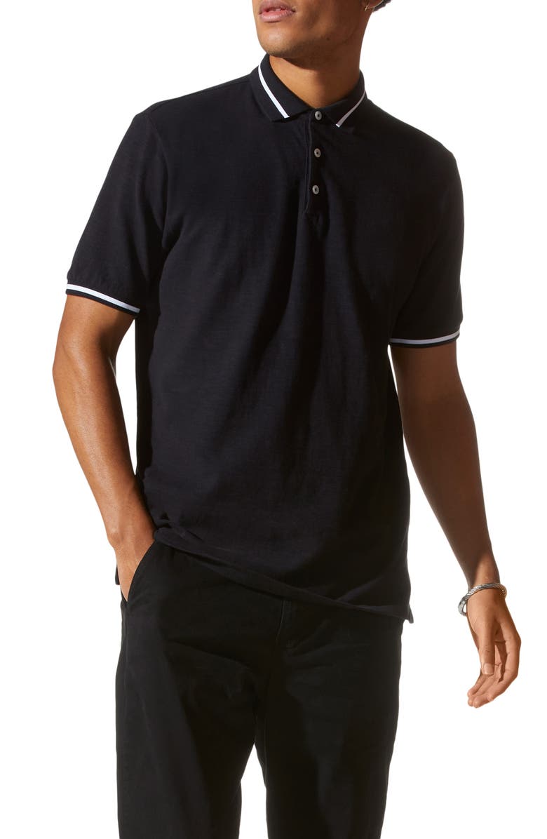 Good Man Brand Match Point Tipped Slub Short Sleeve Polo, Main, color,