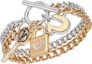 True Religion Two-Tone Key & Lock Charm Bracelet