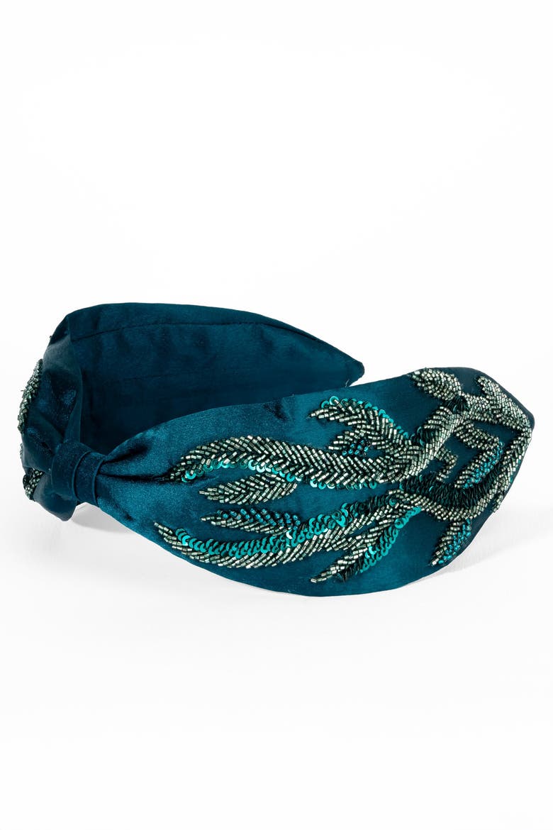 Azure Reef Embellished Headband, Alternate, color, Blue
