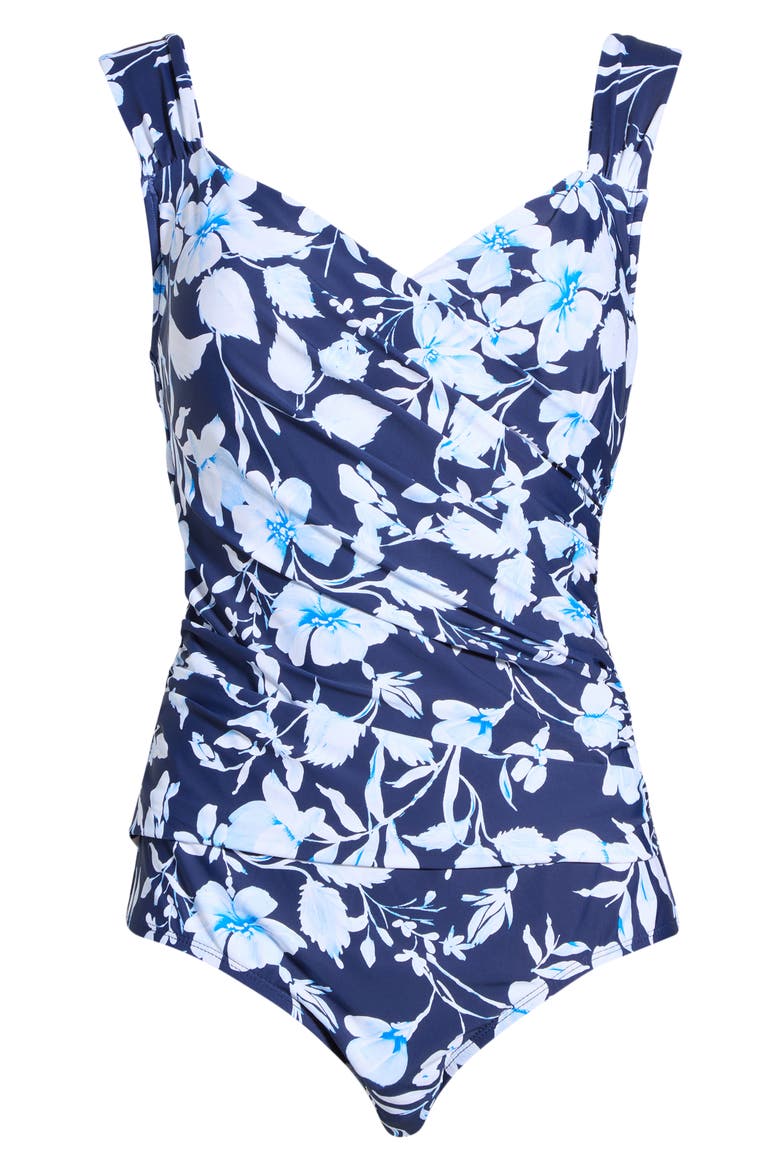 Mio Surplice One-Piece Swimsuit, Alternate, color, PANTHEON BLUE