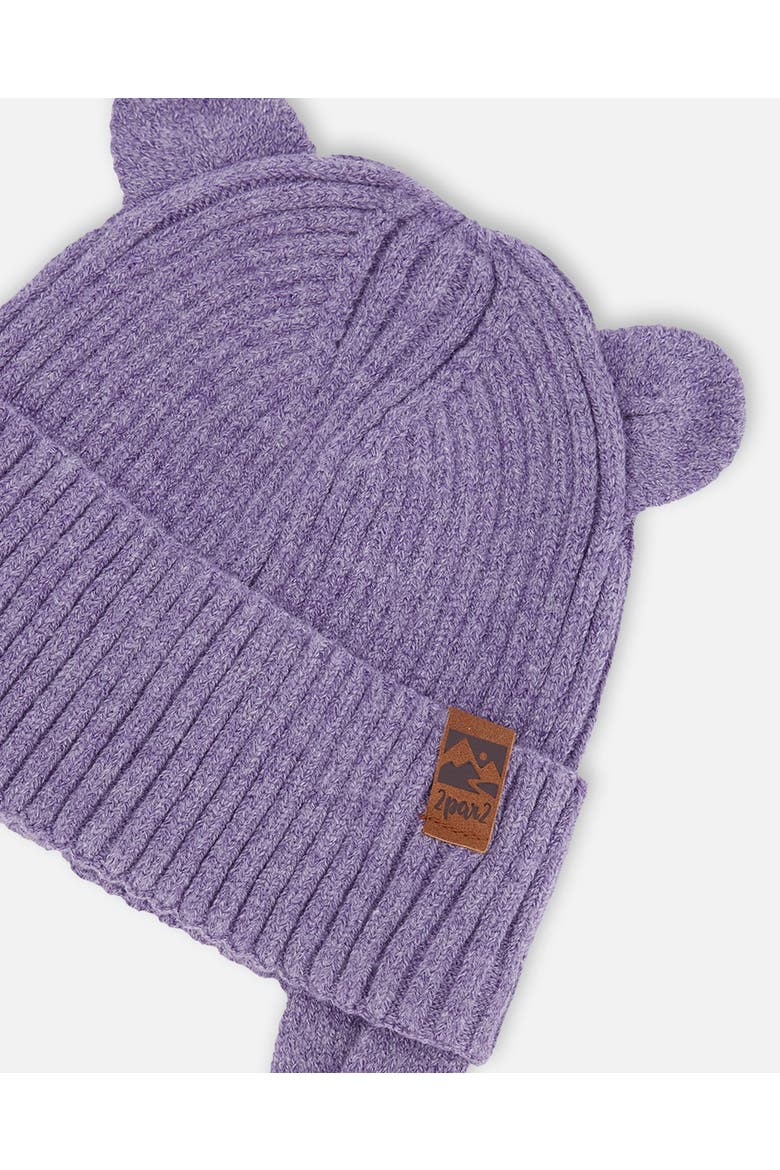 Girl Logo Patch Ribbed Knit Hat, Alternate, color, Lavender