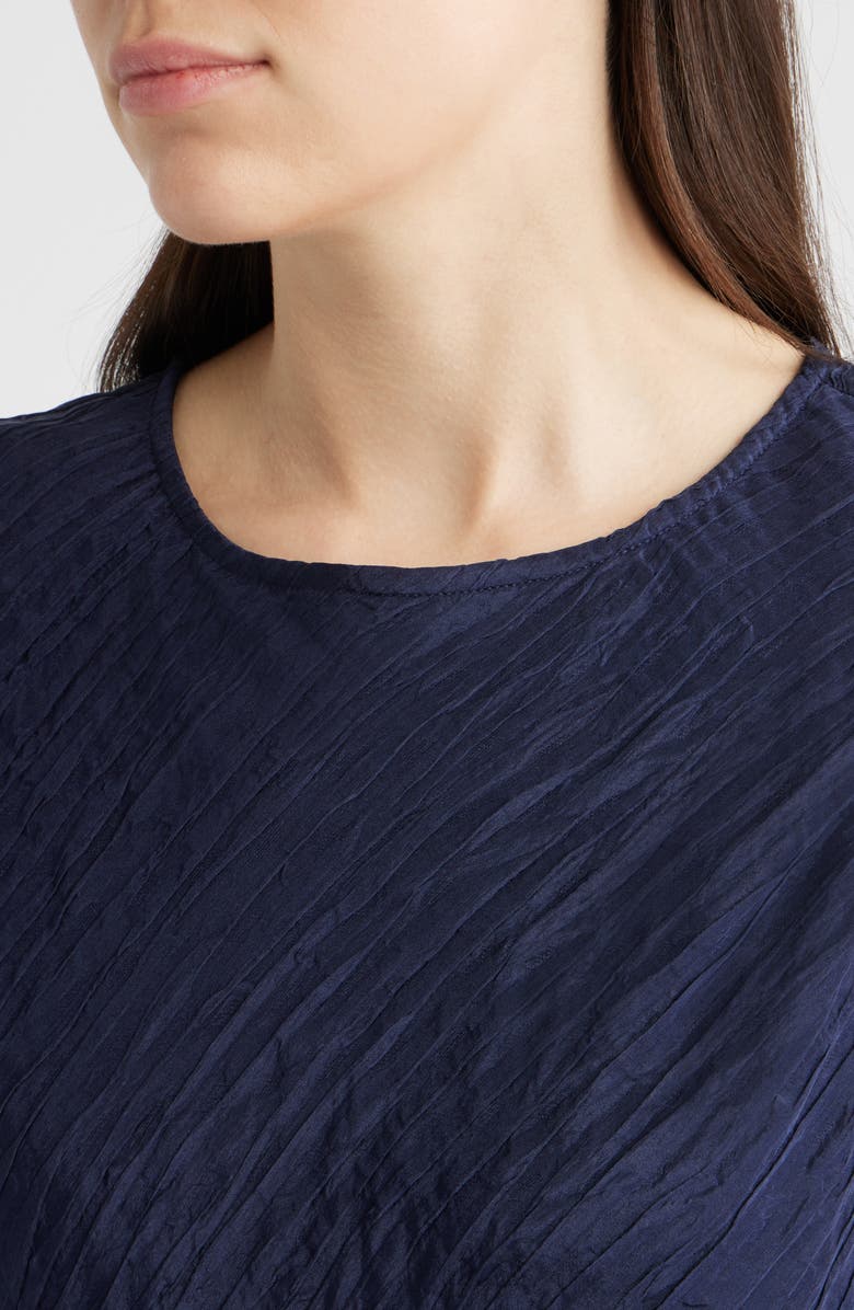 Eileen Fisher Jewel Neck Silk Dress, Alternate, color, Ink