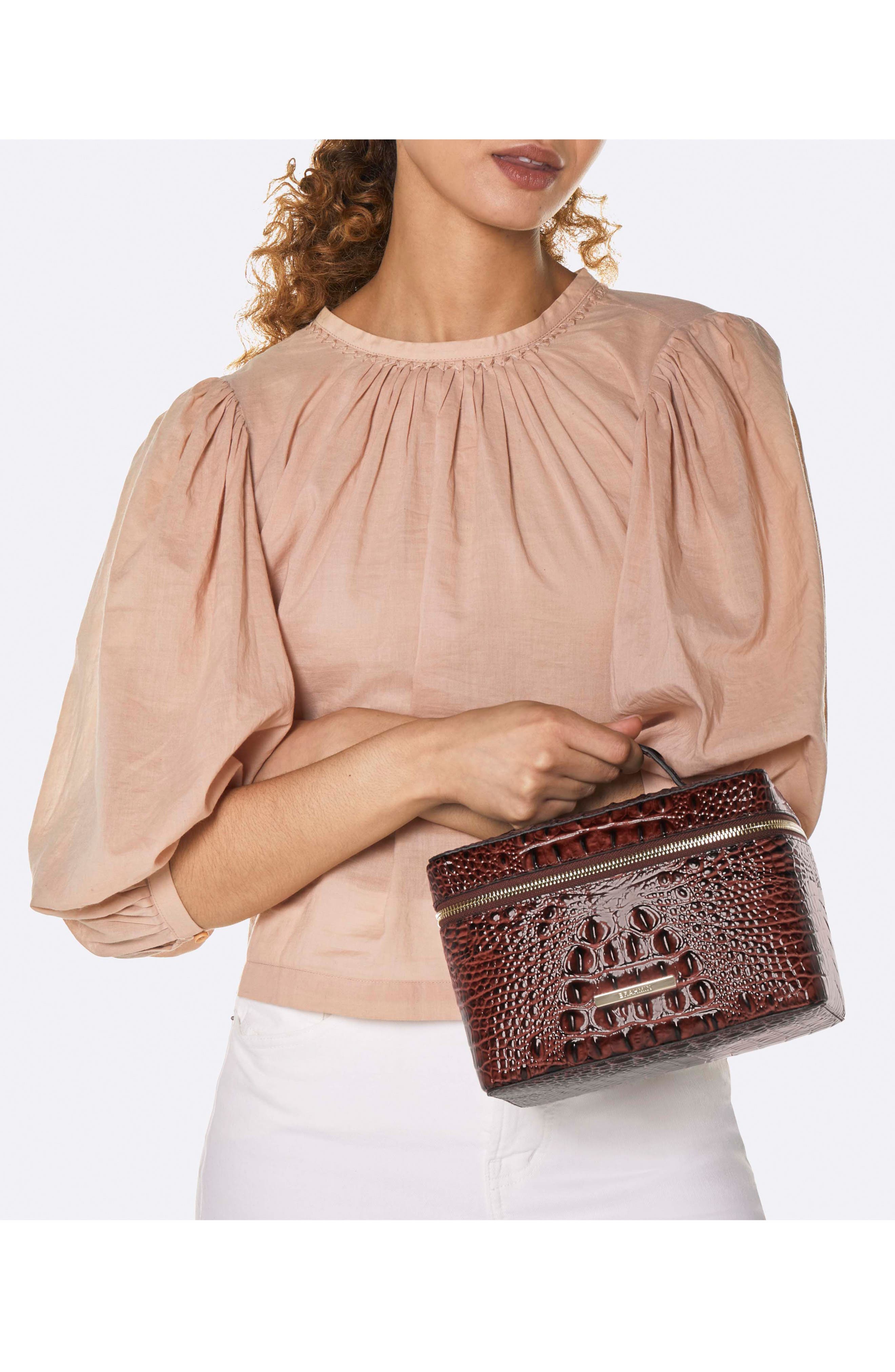 Brahmin Charmaine Croc Embossed Leather Train Case, Alternate, color, 