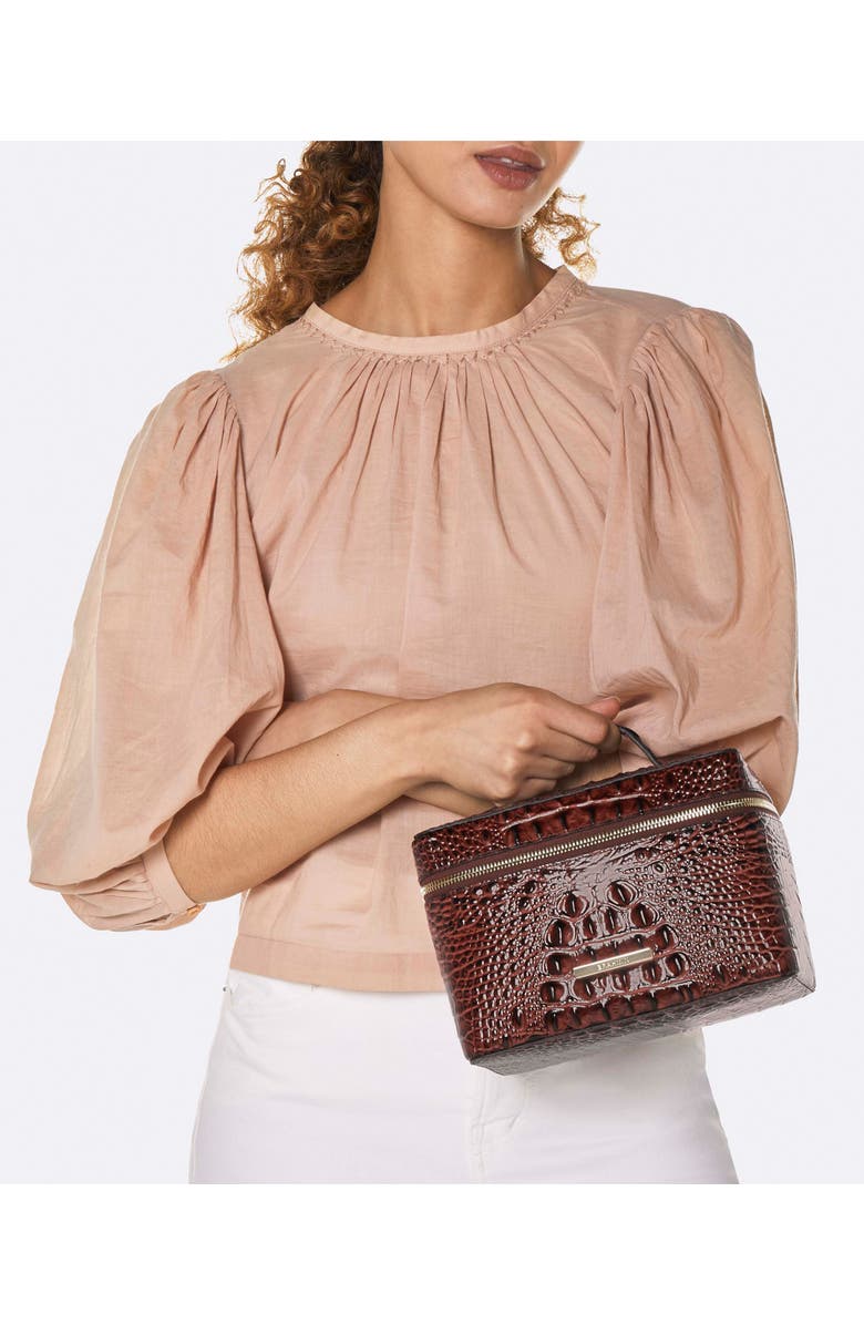 Brahmin Charmaine Croc Embossed Leather Train Case, Alternate, color,