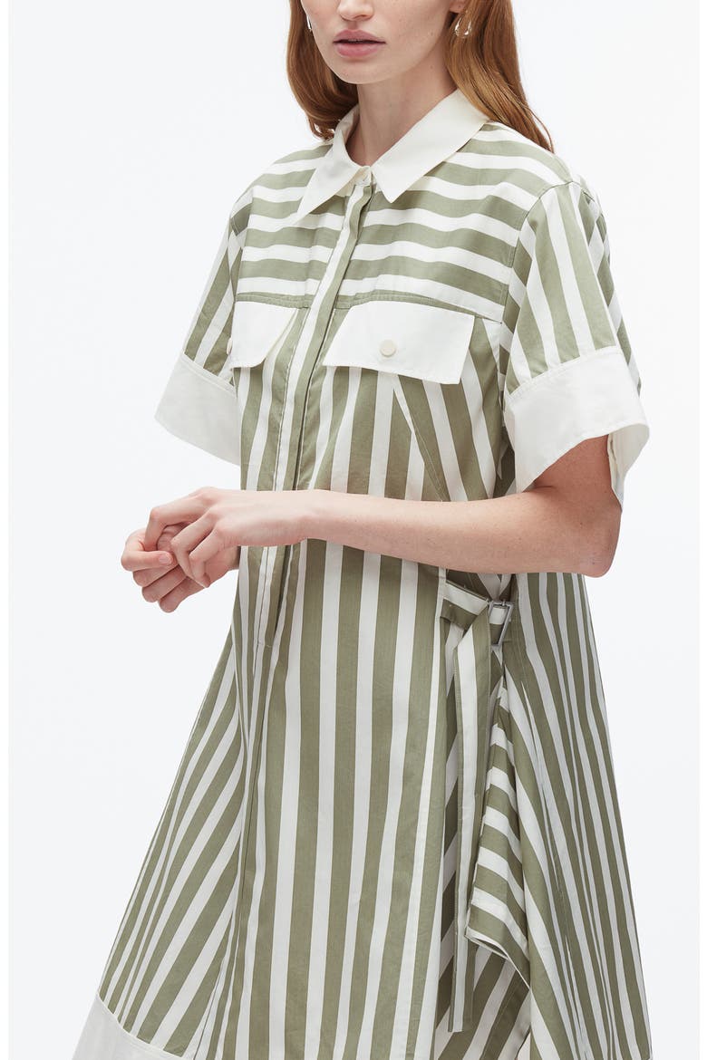 Stripe Cotton & Silk Shirtdress, Alternate, color, THYME MULTI