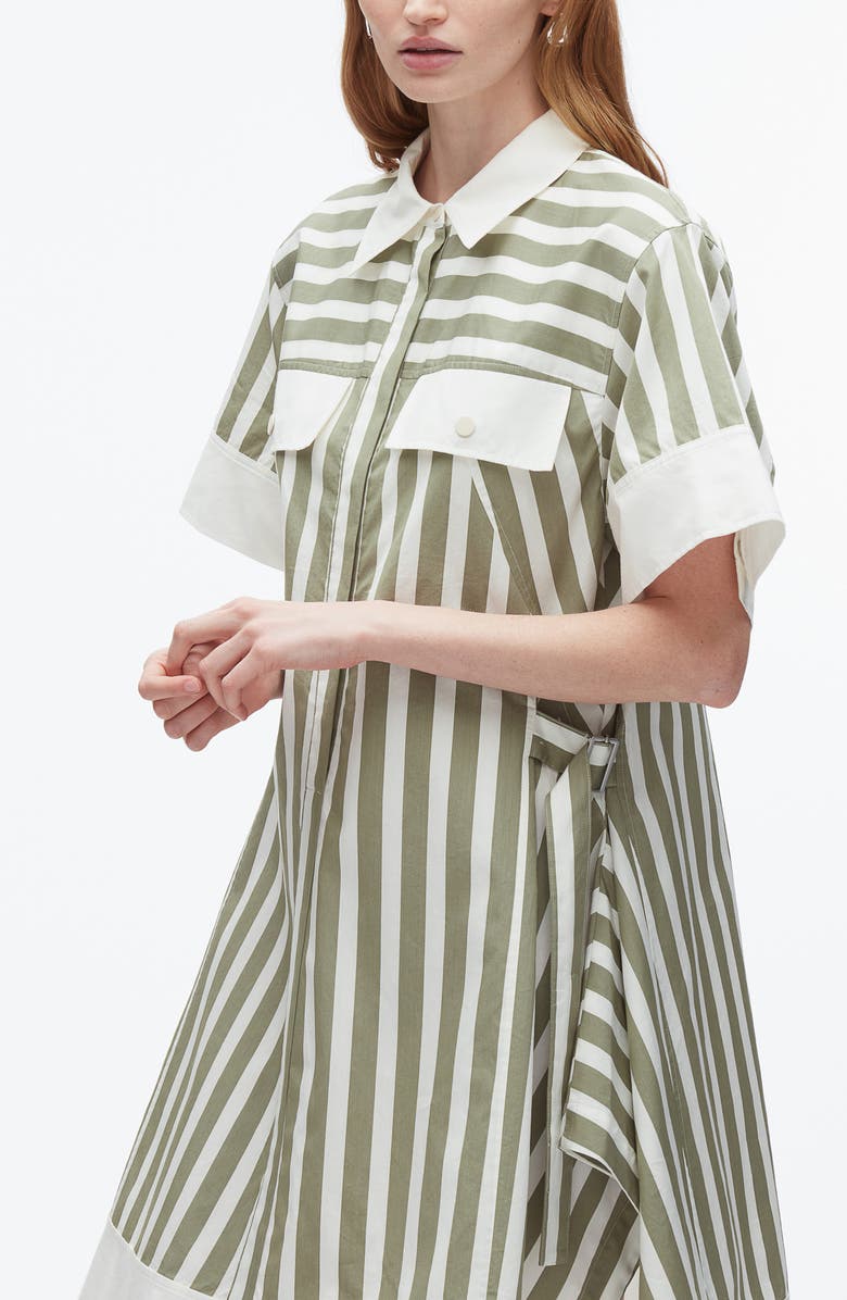 3.1 Phillip Lim Stripe Cotton & Silk Shirtdress, Alternate, color, Thyme Multi
