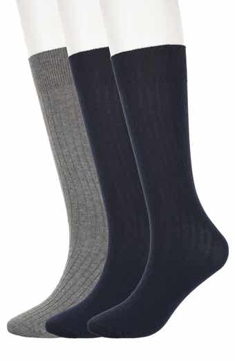 3-Pack Solid Ribbed Crew Socks