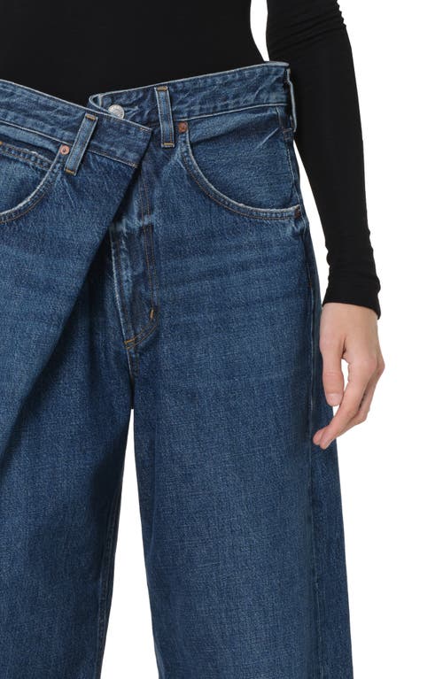 Agolde Vana Fold Waistband Wide Leg Jeans In Blue