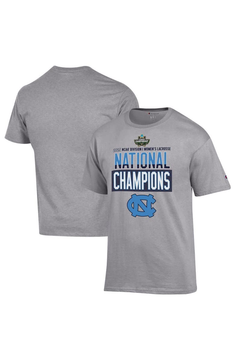 Champion Unisex Champion Gray North Carolina Tar Heels 2025 NCAA Women's Lacrosse National Champions Locker Room T-Shirt, Alternate, color,