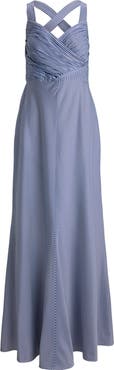 Lauren Ralph Lauren Stripe Crossback Taffeta Gown