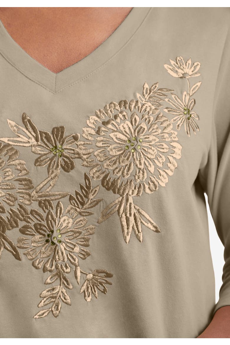 Stretch Cotton Embroidered Tee, Alternate, color, BURGUNDY FLORAL EMBROIDERY