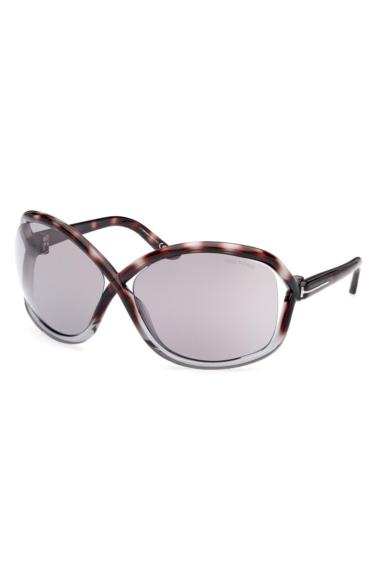 TOM FORD Bettina 68mm Oversize Butterfly Sunglasses, Alternate, color, Coloured Havana / Smoke